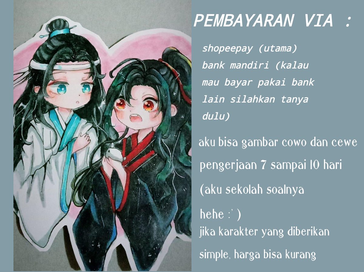 aarachuu's tweet photo. OPEN COMMISSION ✨✨💘
YG MINAT BISA LANGSUNG CHAT
.
HEADSHOT : 20K https://t.co/tlkD9wuygJ