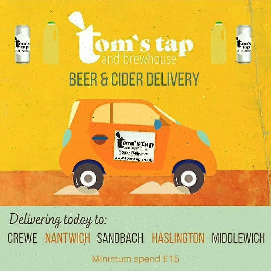 tomstapandbrew's tweet photo. HOME DELIVERY today to #Crewe, #Nantwich, #Sandbach, #Haslington and #Middlewich (last chance for orders 3pm, minimum spend £15 for free delivery)....

To order visit our online shop
https://t.co/4KCT6DO90h

or email tomstapandbrew@gmail.com

#beerdelivery #cider https://t.co/yDKko302Fq