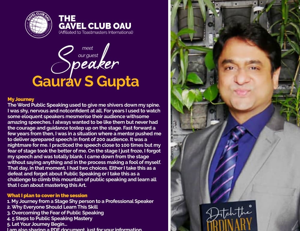 GauravSGupta5's tweet image. Excited to be a Speaker at the Gavel Club Nigeria at 12PM Africa time (4 pm IST,  this evening)