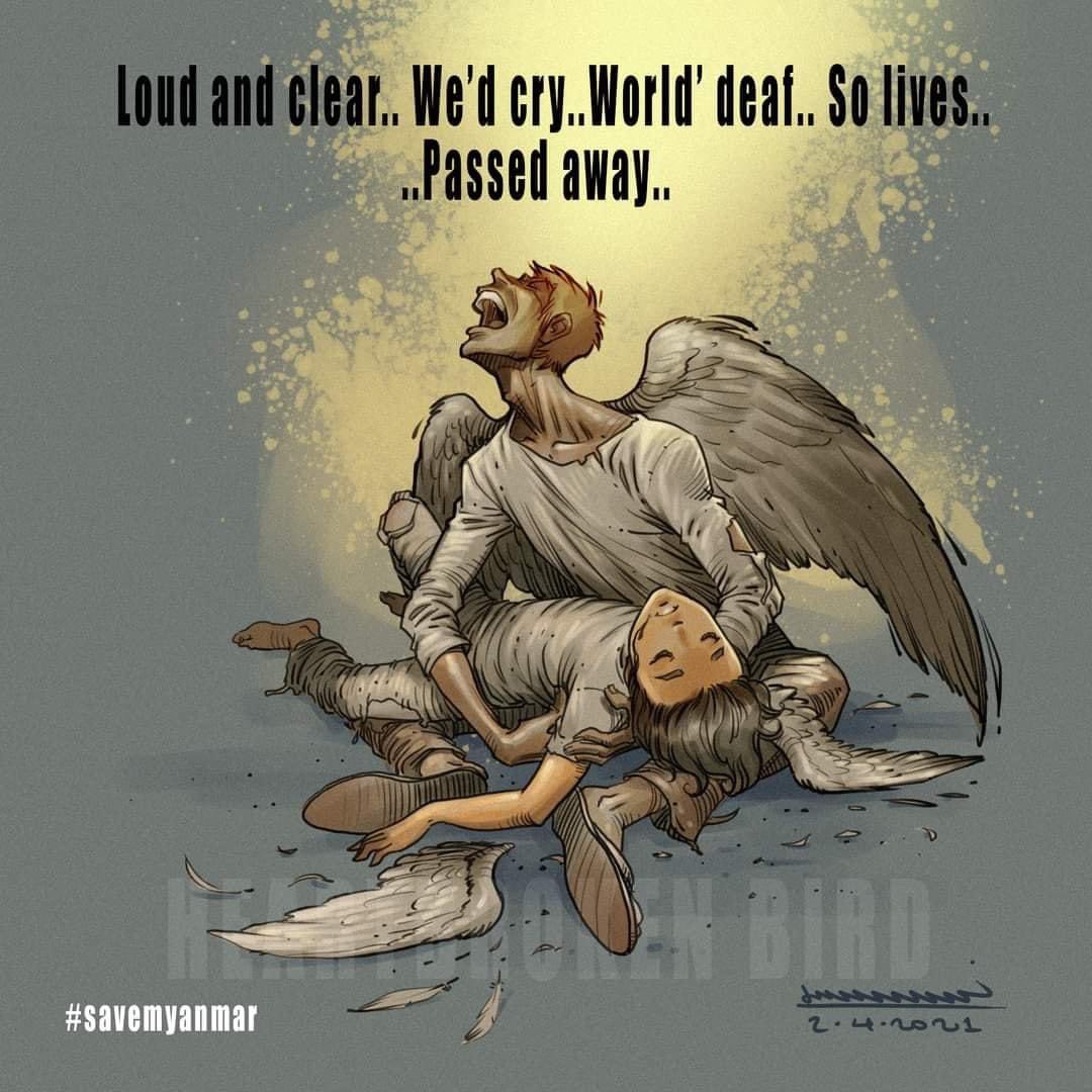Sandar03803545's tweet photo. We’d cry Loud &amp; Clear.... But World’ Deaf.. So lives.. passed away 💔#SaveMyanmar #WhatsHappeningInMyanmar https://t.co/FmmJDoEiqL