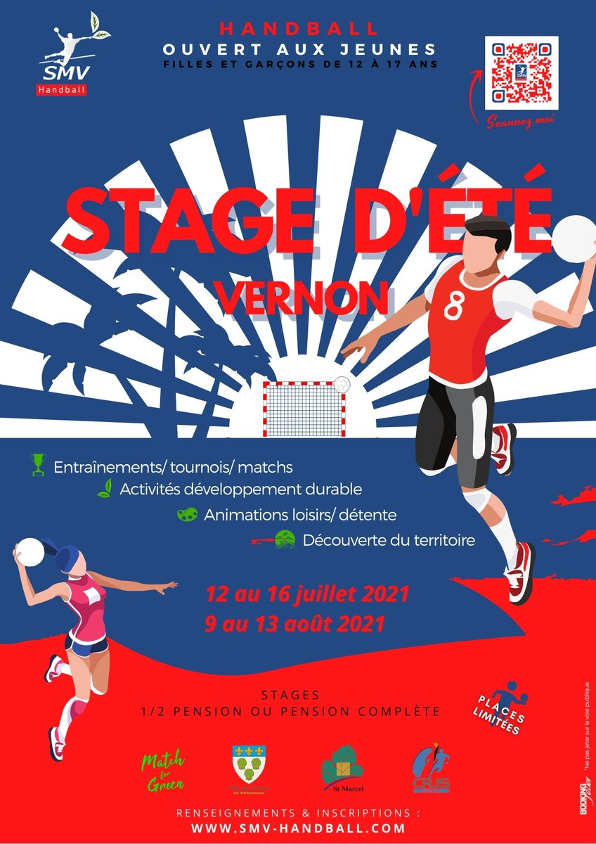 📣 Événement !
Du 12 au 16 juillet et du 9 au 13 août 2021 le <a href="/SMVHB/">Saint-Marcel Vernon Handball</a>  organise son stage d’été en collaboration avec le CRJS de Vernon.
N’hésitez pas à consulter leur site internet : smv.handball.com
#crjsdevernon #stagedete #vernon #sport #handball #snvhanball