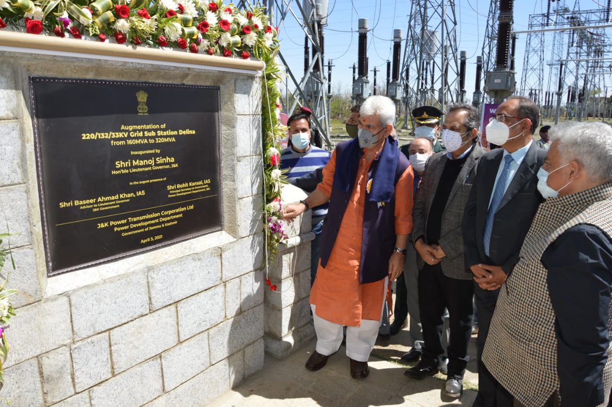 pddjkofficial's tweet photo. Hon'ble LG Sh @manojsinha_ today inaugurated augmented 220/132/33KV Grid Sub Station Delina, Baramulla from 160 MVA to 320 MVA costing ₹ 21.88 crore.
#CreatingPowerInfraInJK
#JKPDD
@MinOfPower @OfficeOfLGJandK @kansalrohit69 @DCBaramulla @JkptclK @KpdclP https://t.co/M8YMJaws9f