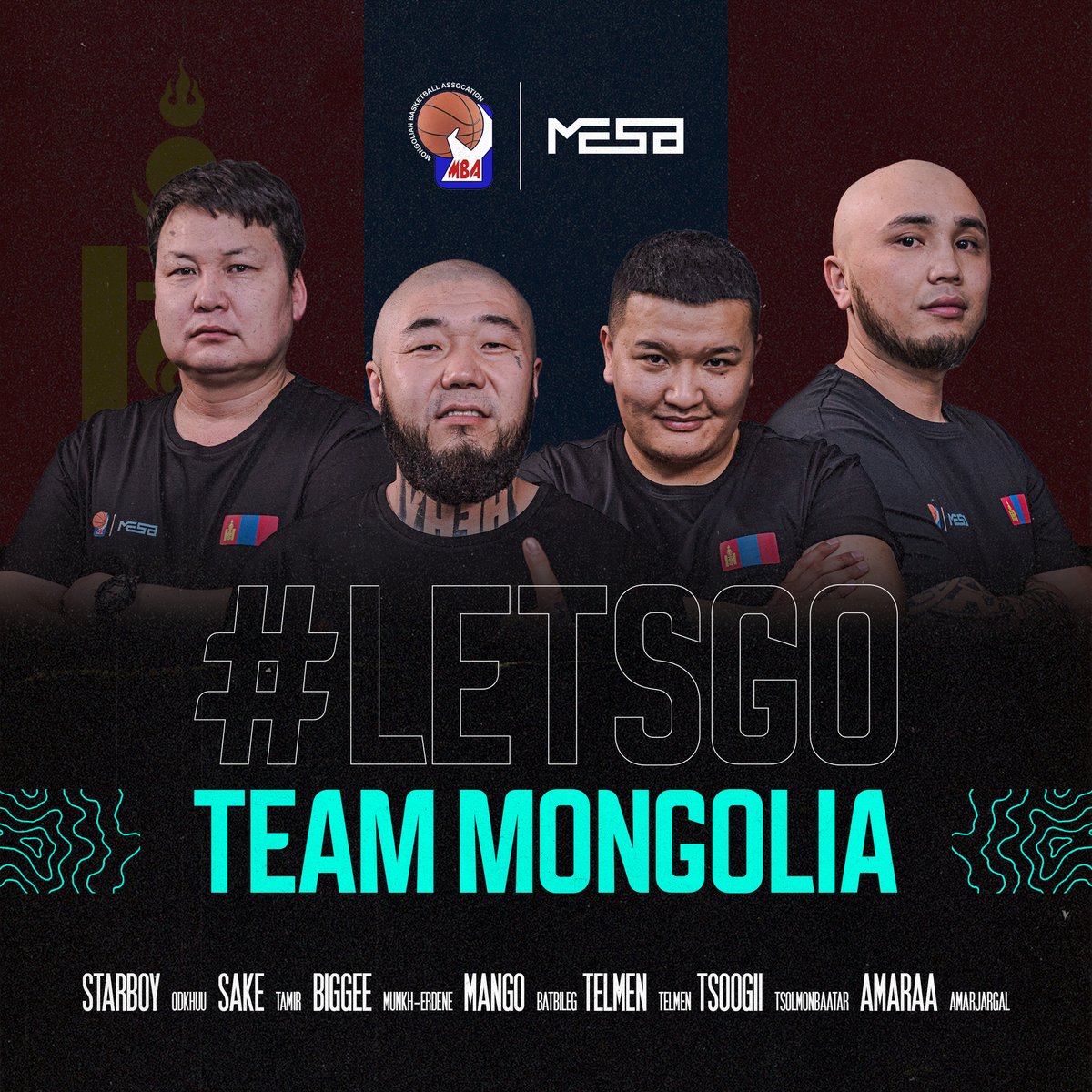 #TeamMongolia 🇲🇳🇲🇳🇲🇳

<a href="/FIBA/">FIBA Basketball</a> Esports Open тэмцээнд NBA2K21 төрлөөр оролцох Монгол улсын шигшээ багийг хүлээн авна уу

Бүрэлдэхүүн:
🇲🇳 Starboy (C)
🇲🇳 <a href="/geemongolrapper/">.</a> 
🇲🇳 Mango
🇲🇳 Sake
🇲🇳 Amaraa
🇲🇳 Telmen
🇲🇳 Tsoogii