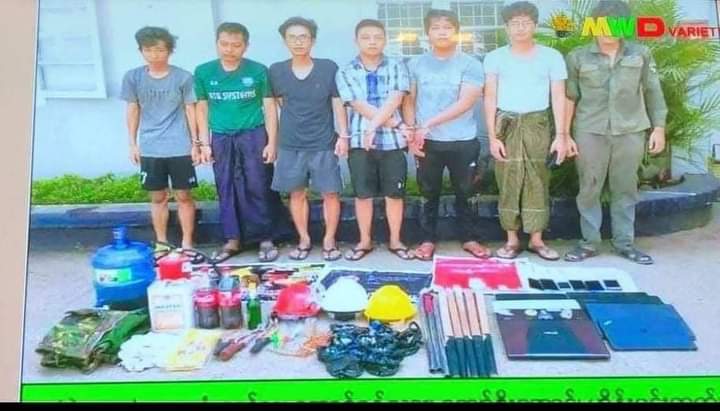 On Apr1,at 3pm Terrorists(Junta forces)raided a hostel near Hlaing Station and abducted7 Network Engrs work for K-Link &amp; ATG. Confiscated their laptops &amp; phones. 
In the photo,only phones &amp; laptops are theirs.The remaining are made-up by Terrorists.
SUPPORT FEDERAL ARMY
#Apr1Coup