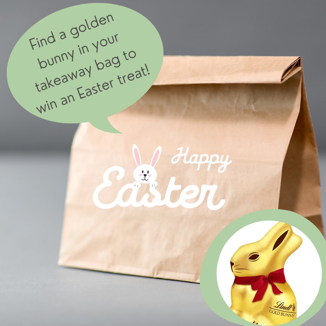 Until Easter Monday, make sure you have a thorough look inside your takeaway bag...there may well be a little surprise in there! 🐰