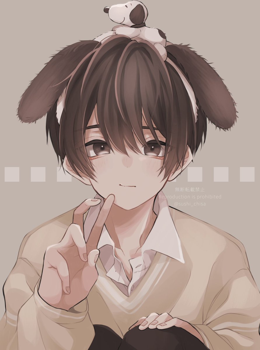 スヌーピーカチューシャしか勝たん ちさ しんでるのイラスト