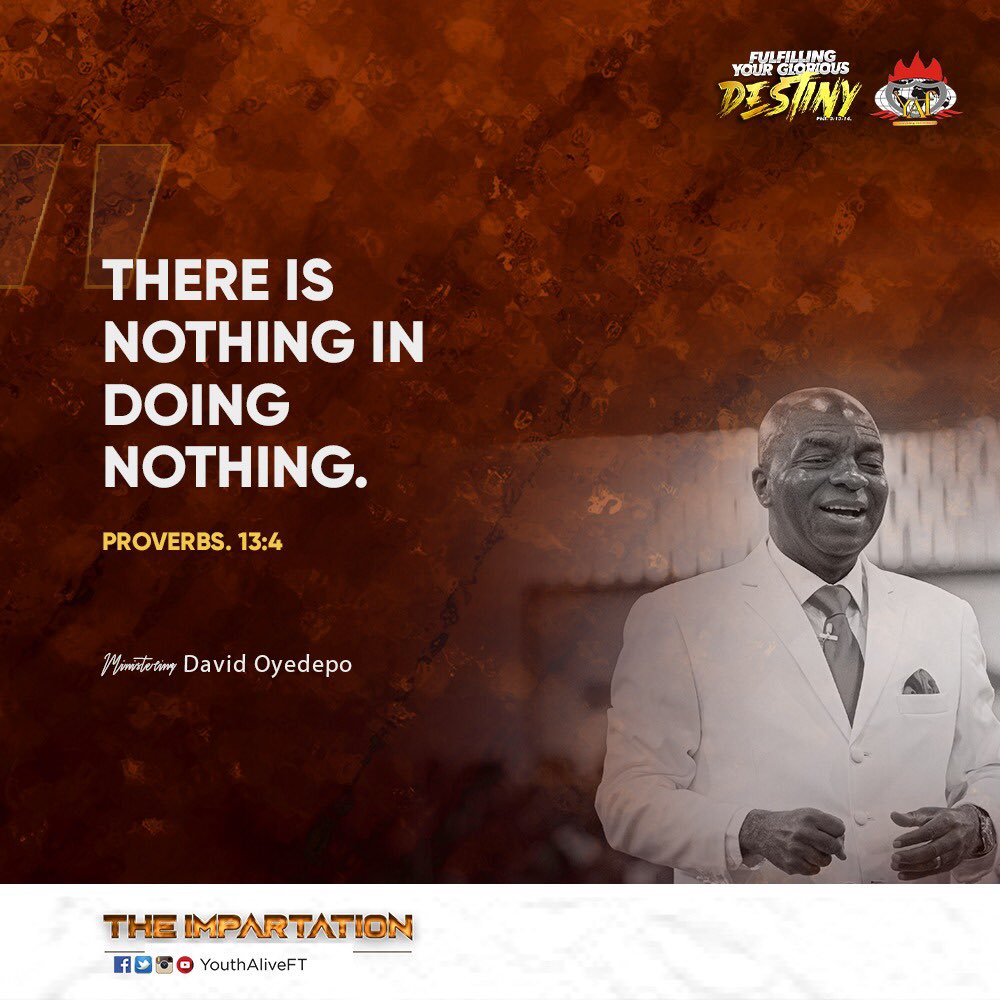 youthaliveft's tweet photo. MESSAGE TITLE

RECEIVING THE SPIRIT OF SERVANTHOOD 

“This is the grace to serve God in season and out of season. 

There is nothing in doing nothing. Pro. 13:4”- Bishop David Oyedepo @DavidOyedepoMin 

#EYAC2021
#FulfilingDestiny
#TheImpartation https://t.co/iVkNKC5KGQ