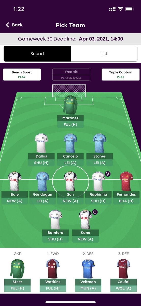 arpit721989's tweet photo. @BigManBakar Get Azpi/Alonso in place of Cancelo? Also, play Watkins over Bale? Thanks in advance. https://t.co/UKVn7XsP1n