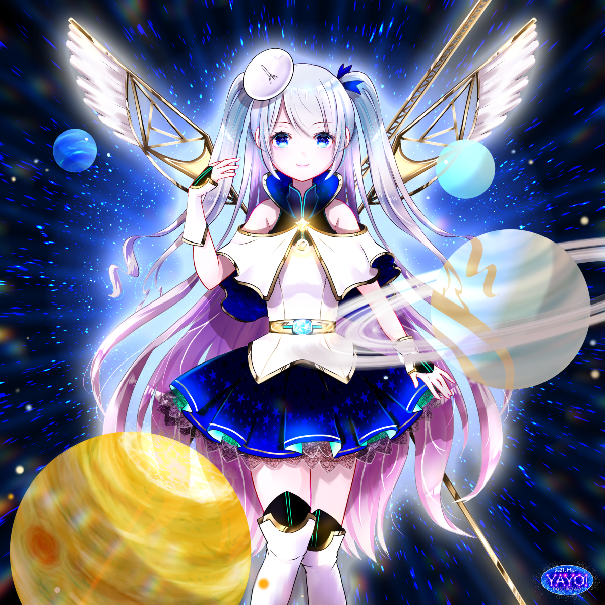ボイジャー オリジナル 女の子 ボイジャー 探査機 惑星 銀髪 碧 星川ヤヨイのイラスト ボイジャー オリジナル 女の子 ボイジャー 探査機 惑星 銀髪 碧 星川ヤヨイのイラスト