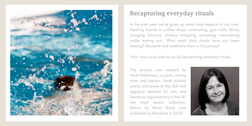 OxLifeWriting's tweet photo. April is #NaPoWriMo &amp; our #ImmeasurableEvents writing prompt is from poet @heidiwilliamson

Be inspired to write about recapturing everyday rituals here: https://t.co/hLxBG6YghO

Follow @PoetrySociety for daily prompts throughout April. https://t.co/X18W9Q9oqf