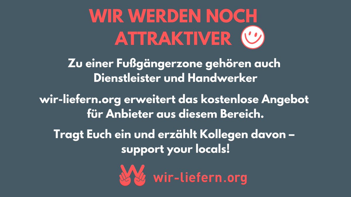 Wirliefernorg's tweet photo. In unserer virtuellen Fußgängerzone können sich jetzt  bundesweit auch Dienstleister und Handwerker kostenlos präsentieren – support your locals!
#ihk #handwerk #dienstleister #hwk #handwerksmeister #handwerker #handwerkskammer #handwerkskunst #dienstleistung #wirliefernorg https://t.co/KAcszRe8XE