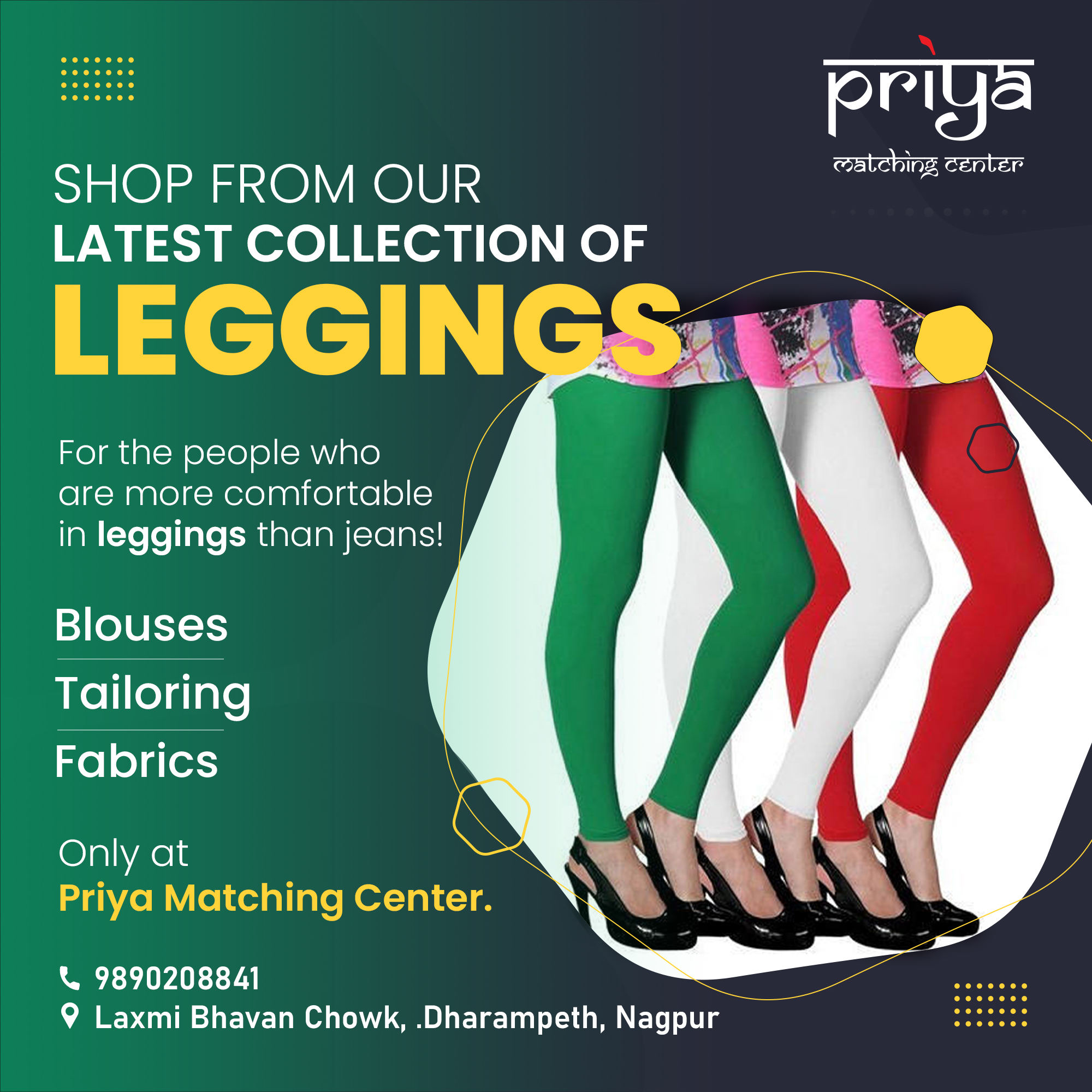 Priya Matching Center on X: Shop online from our latest collection of  leggings with Priya Matching Center #leggings #skirt #Dupattas #kalamkari  #chikankari #fabric #Readymade #Blouses #tailoring #priya #matching #center  #clothing #nagpur #nagpurblogger #