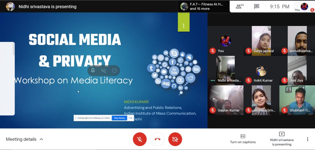 Nidhi Srivastava (<a href="/nidhi02608/">nidhi srivastava</a>), another student of AD/PR at @IIMC, conducted a very interactive session on Social Media and Privacy! 
<a href="/YadavAnubhuti/">Anubhuti Yadav</a> <a href="/MILIN_INDIA/">MILIN - Media & Information Literacy India Network</a> <a href="/IIMC_India/">Indian Institute of Mass Communication</a> <a href="/EduMinOfIndia/">Ministry of Education</a> <a href="/MILCLICKS/">UNESCO Media & Information Literacy</a> <a href="/PIB_India/">PIB India</a>
#MediaLiteracy #fakenews #digitalliteracy #IIMCXMediaLiteracy
