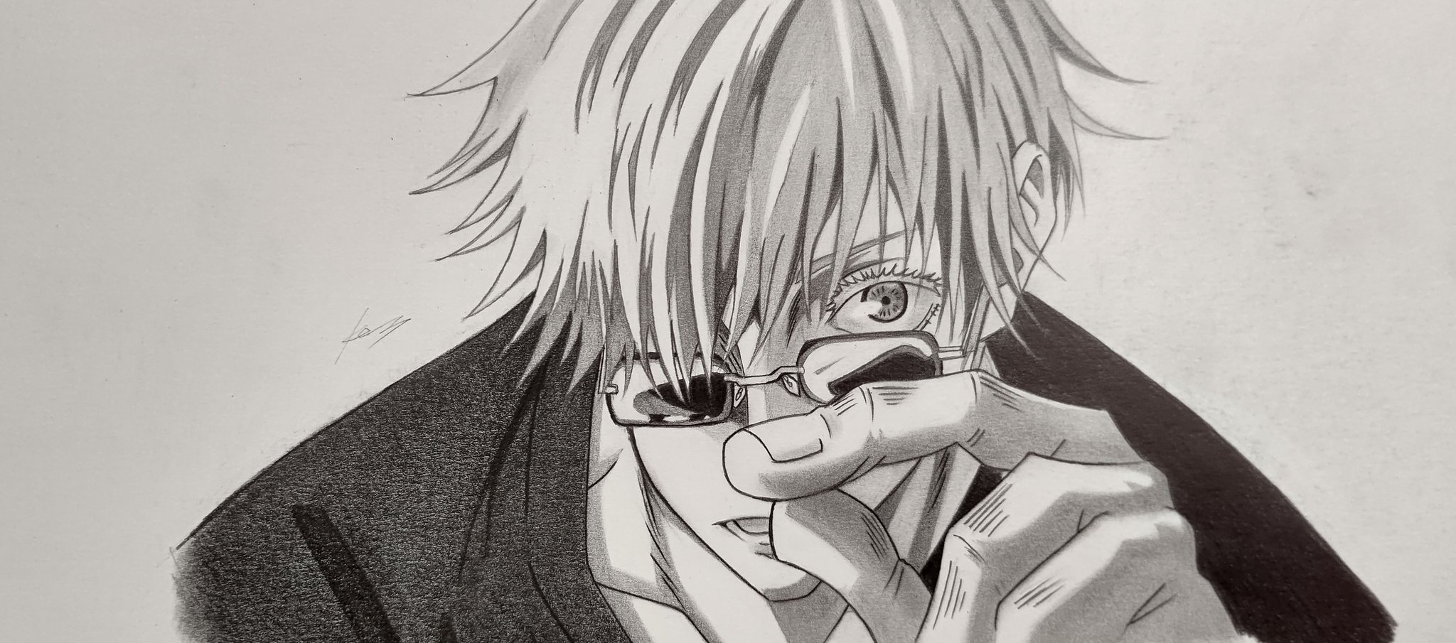 Ke 3 イラスト集 メガネ男子 七海建人 五条悟 月島蛍 志村新八 シャーペン画 模写 呪術廻戦 ハイキュー 銀魂