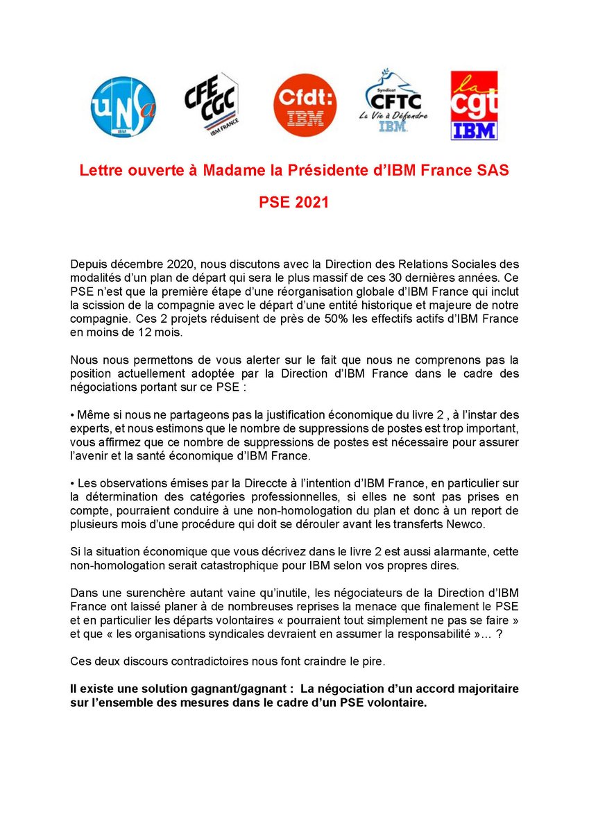 Cfecgc_IBM's tweet photo. Lettre ouverte à Madame la Présidente d’IBM France SAS
PSE 2021 @Metalcfecgc, @IBM_France @CFDT_IBMFR ,@CFTC_IBM  @UnsaIBM #IBM  #PSE  #Emploi  
https://t.co/S13VxVjCko https://t.co/PW2NxRLMzW