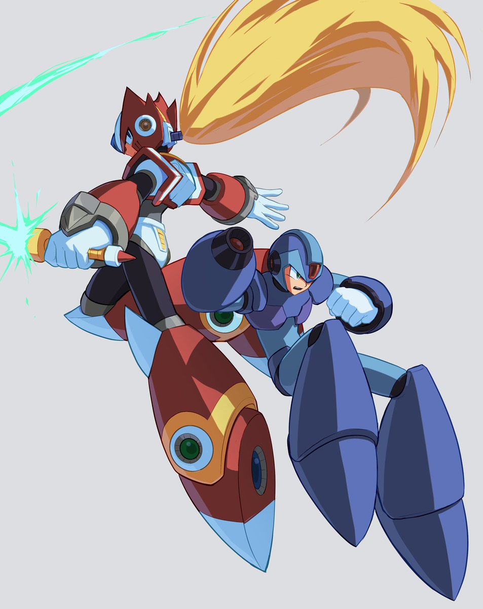 zero (mega man) energy sword weapon multiple boys blonde hair 2boys android sword  illustration images