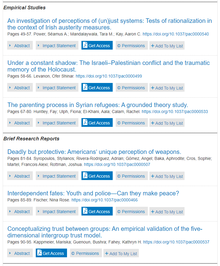 Peace and Conflict: Journal of Peace Psychology tweet media
