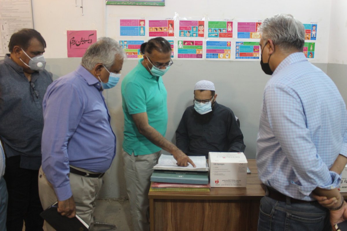 PolioFreeSindh's tweet photo. Coordinator NEOC Dr. Shahzad Baig, TFP NEOC @altafbosan1 and TFP Sindh Dr. Ahmed Ali monitored teams and dispensaries in UC-4 Gadap where they also built the capacity of staff members to better deliver essential immunization services &amp; coverage of missed children @PakFightsPolio https://t.co/oJlRObF0Jc