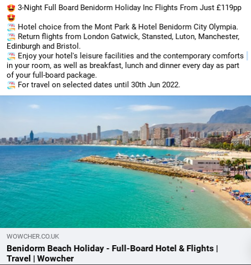 😍 3-Night Full Board Benidorm Holiday Inc Flights From Just £119pp
🏖 Full Board Hotel choice: Mont Park &amp; Benidorm City Olympia
🏖 Flights from Gatwick, Stansted, Luton, Manchester, Edinburgh, Bristol
🏖 Travel on selected dates until 30th Jun 2022
➡️tidd.ly/2PQH7Dh