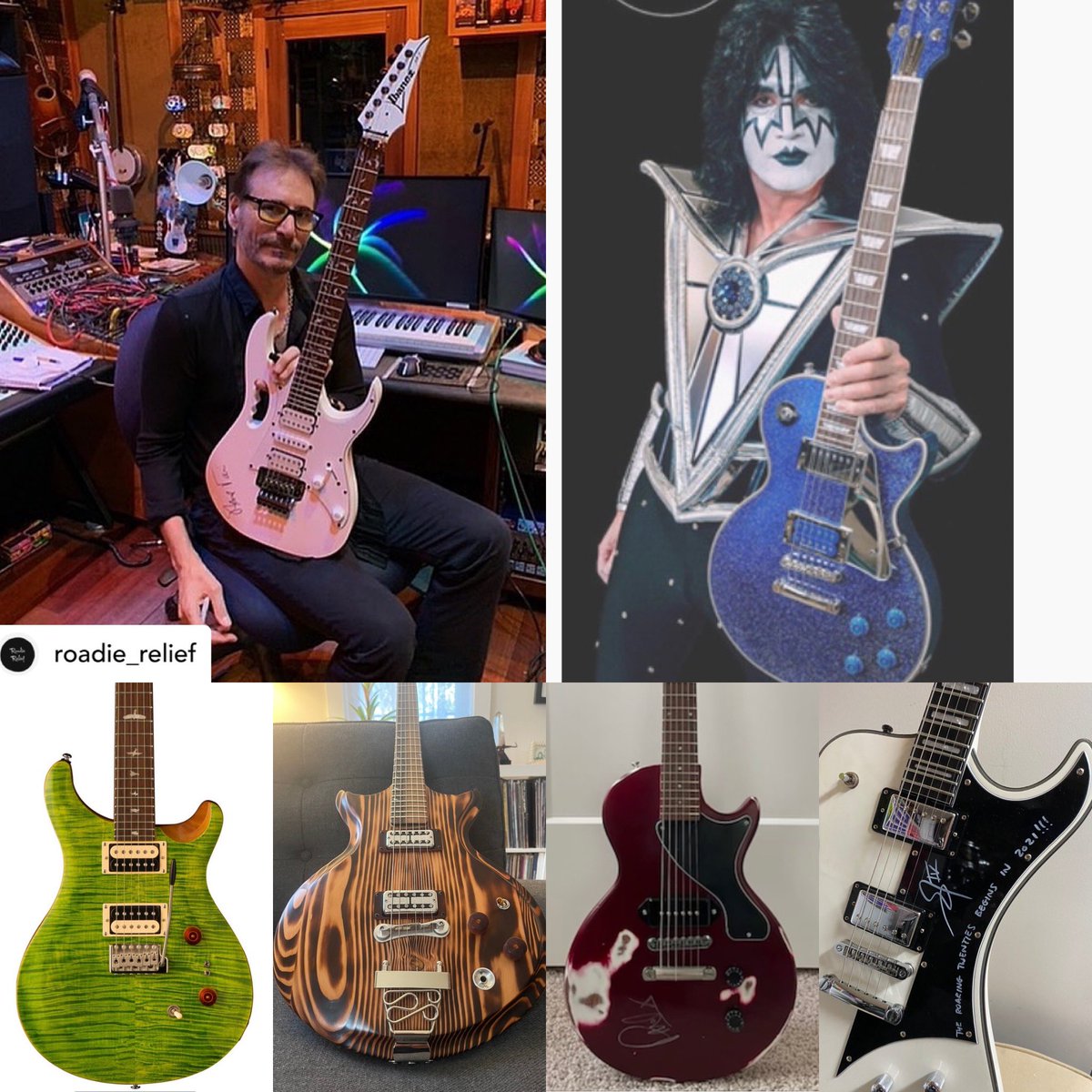 All these beautiful guitars are up for auction at roadierelief.org silent auction... @GuitarWorld @GuitarPlayerNow @GuitarPR @ibanezofficial @Epiphone @HagstromGuitars @prsguitars @gibsonguitar