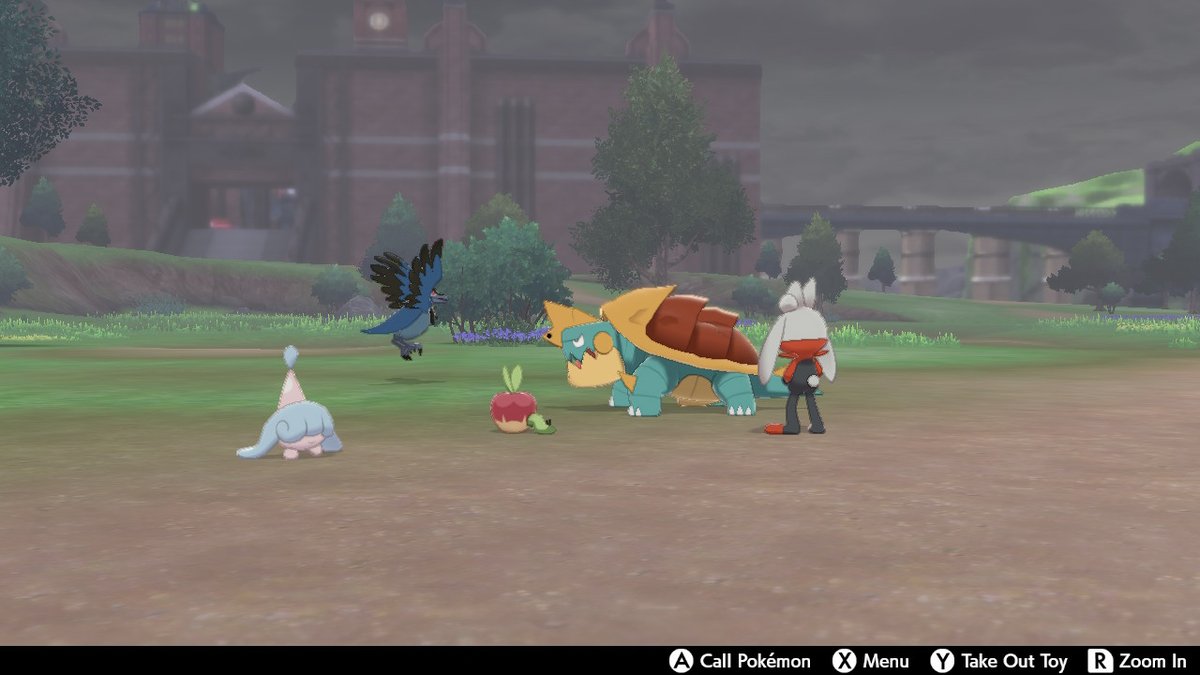 GotRitchy's tweet photo. Look at my starter looking after the rest of the squad. #PokemonSwordShield #NintendoSwitch https://t.co/EGF1vtGXvb