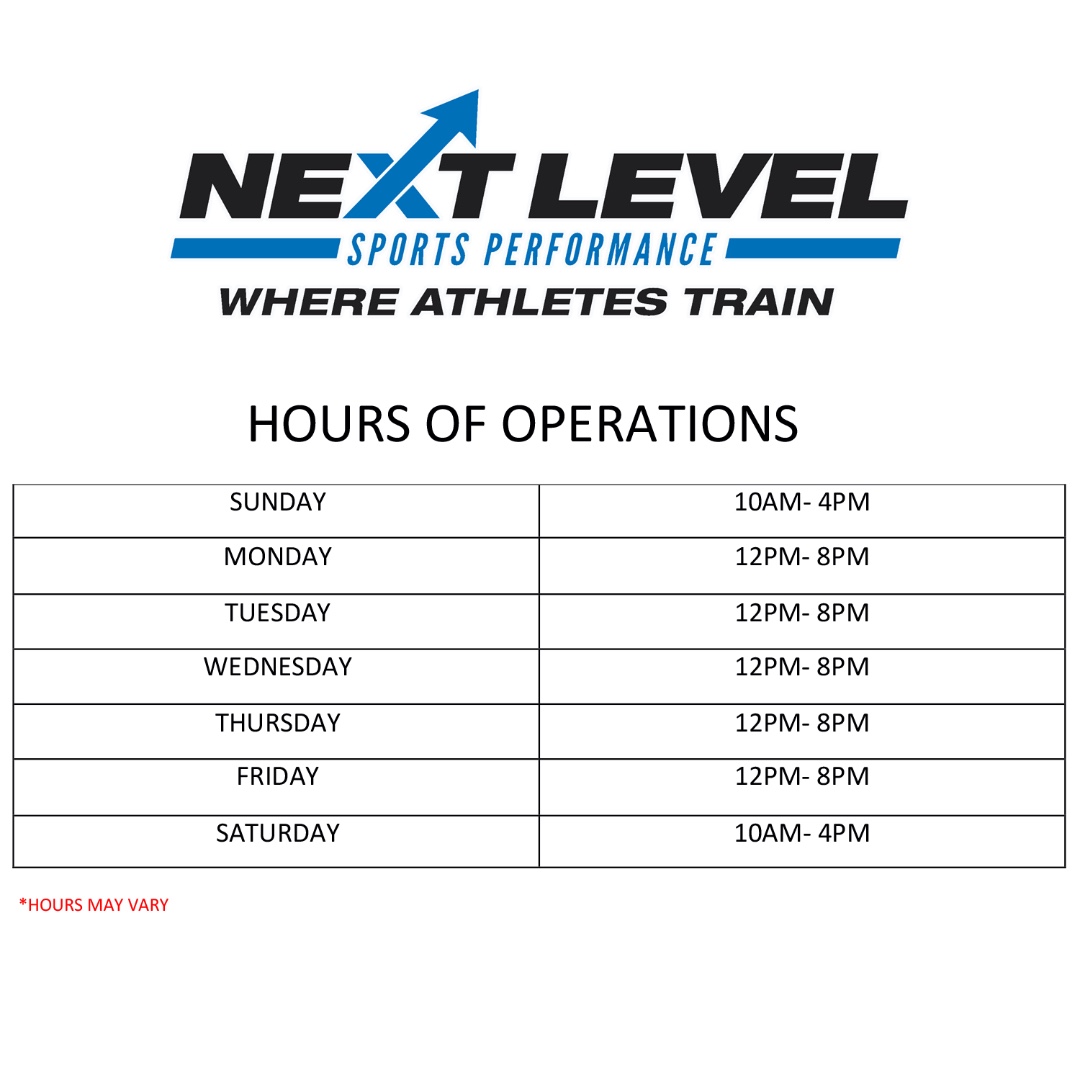 Hey Athletes! Just letting you all know we have updated our hours of operation for the spring and summer. These hours will start on Monday, April 5th.