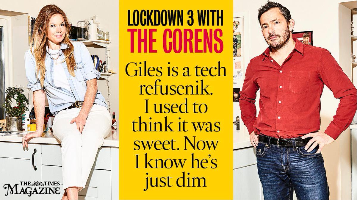 TimesMagazine's tweet image. Staying in with the Corens: @gilescoren is a tech refusenik. I used to think it was sweet. Now I know he’s just dim thetimes.co.uk/article/how-di… #thecorens #tech #refusenik