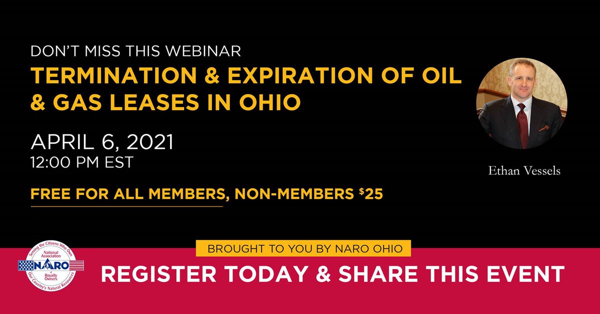 Join the NARO webinar “Termination and Expiration of Oil and Gas Leases in Ohio”

April 6, 2021 - 12:00 PM, EST

For more info visit: support.popsroyalty.com/join-the-naro-…

#webinar #mineralroyalties