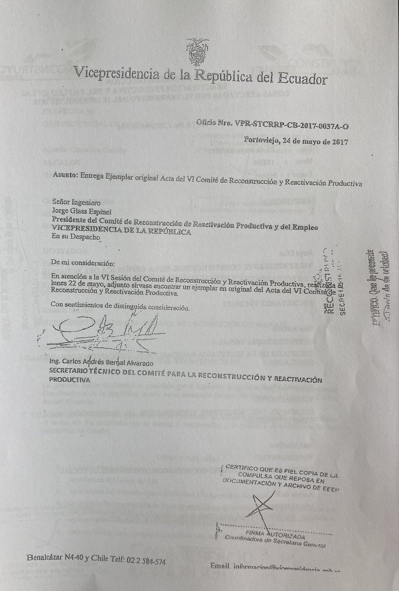 VillaFernando_'s tweet photo. URGENTE| El atraco a Manabí. El 22 de mayo de 2017, faltando 2 días para dejar el poder, el reo Jorge Glas y el prófugo Carlos Bernal, sellaron el despojo de casi $3000 millones de los fondos del terremoto. Vas a seguir guardando silencio @ecuarauz o quieres más. https://t.co/lsf8zJJaHa