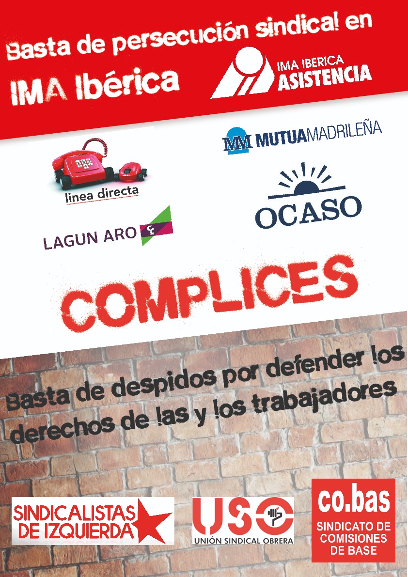 SindIzquierda's tweet photo. El próximo 6 de abril se celebrará el juicio por despido del Secretario General de la Seccion Sindical de USO en IMA Iberica, despedido por su actividad sindical. 

¡Basta de persecución sindical en IMA Iberica!

Firma la RESOLUCIÓN de solidaridad 👇🏾
https://t.co/ClOlcSvwB4 https://t.co/XT6eK3bKXa