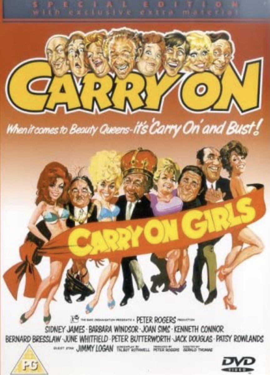SaveRedlandLibr's tweet photo. 1:20pm TODAY on #ITV3

The 1973 #CarryOn film🎥 “Carry on Girls” directed by
#GeraldThomas from a screenplay by #TalbotRothwell

🌟#SidJames #BarbaraWindsor #JoanSims #KennethConnor #BernardBresslaw #JuneWhitfield #PeterButterworth #JackDouglas #PatsyRowlands #JimmyLogan https://t.co/YoTdfIpsfG