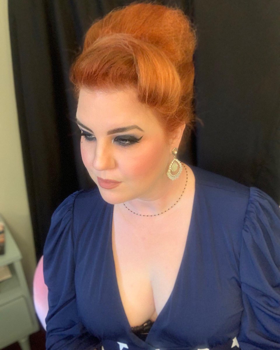 Thank you to @tghairtease at @salondezen for my amazing #beehiveupdo yesterday. Perfection!  Blouse by @la_femme_en_noir_  #retrohair #retrohairstyle #redhair #redhair