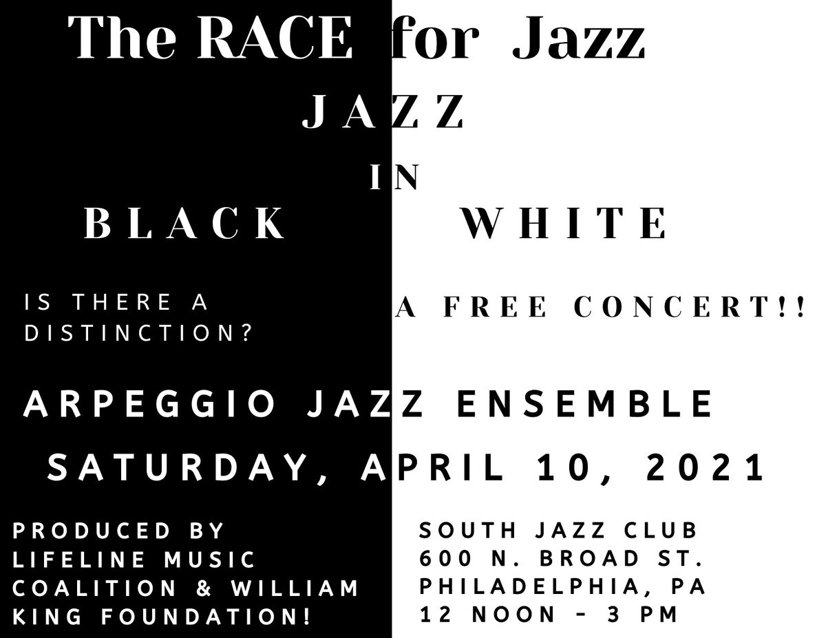 Thanks to William King Foundation <a href="/lifelinemusic2/">warren oree</a> and <a href="/SOUTHphl/">SOUTH Jazz Kitchen</a>. Arpeggio will also be at South all weekend April 9 thru 11th. southjazzkitchen.com