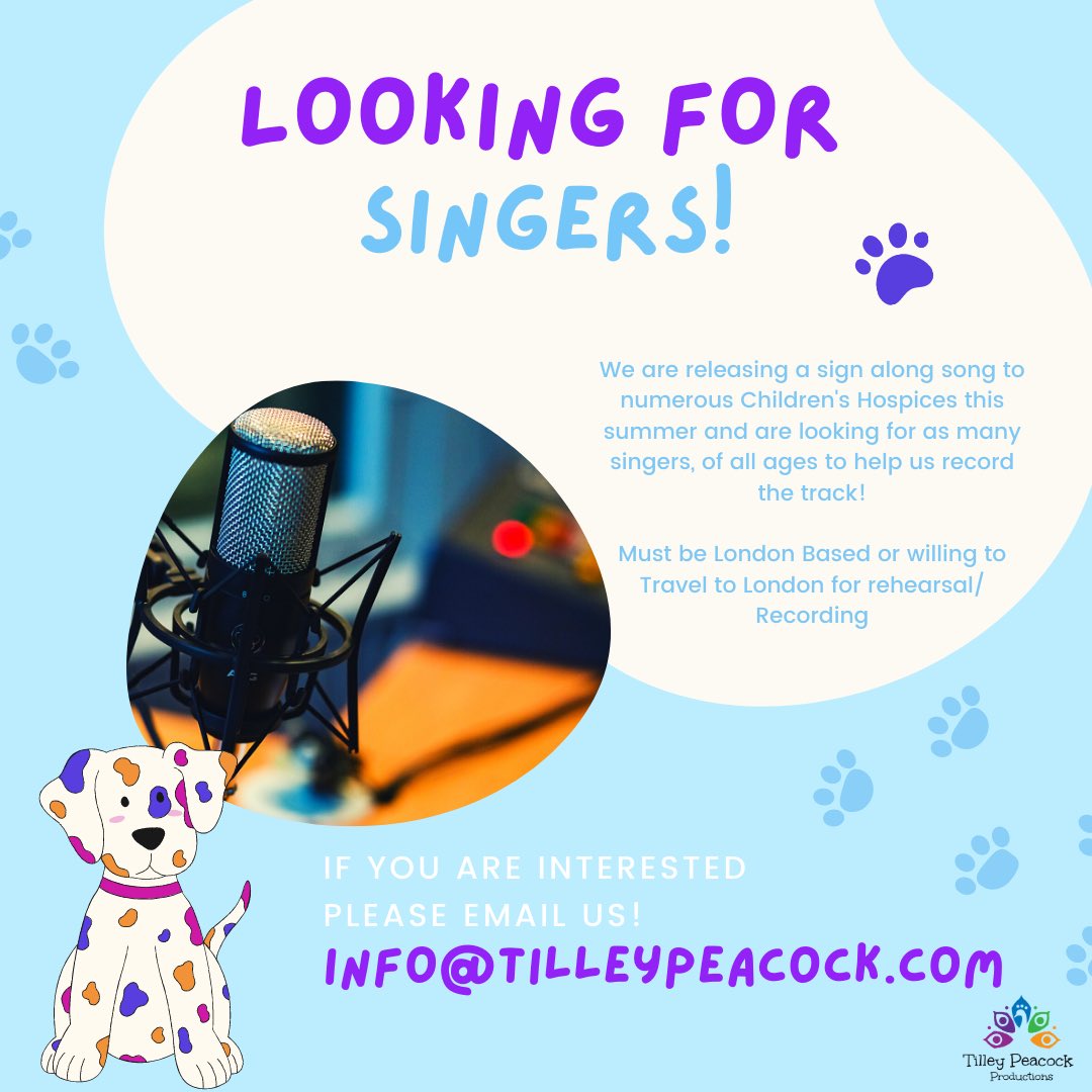 Looking for singers to help record a sign along song for Children! 

Remote recording available adhering to Covid-19 restrictions. 

Please email for more info.