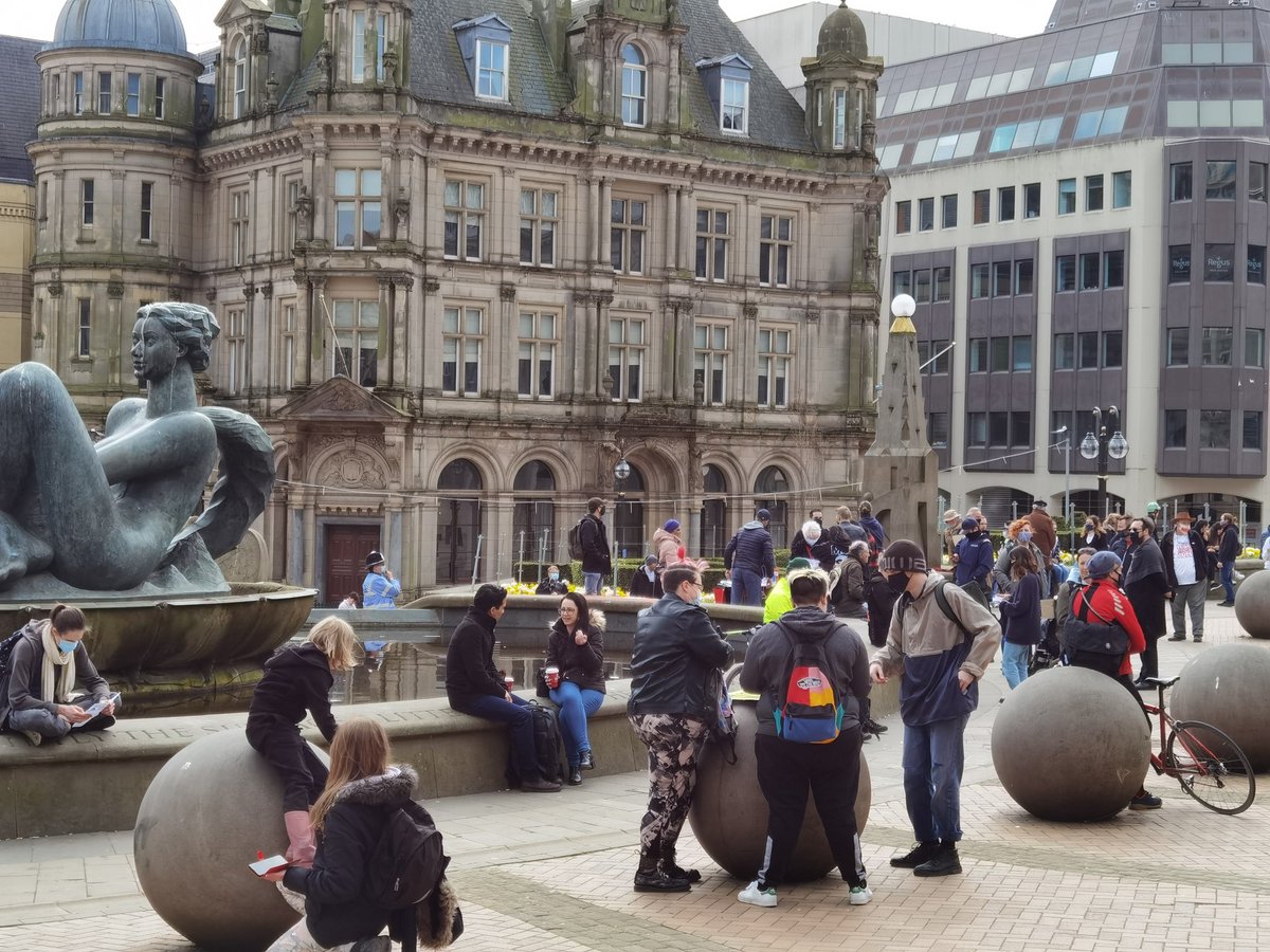 At Birmingham #VictoriaSquare covering #KillTheBill protest. Its early yet but dozens already  gathering
