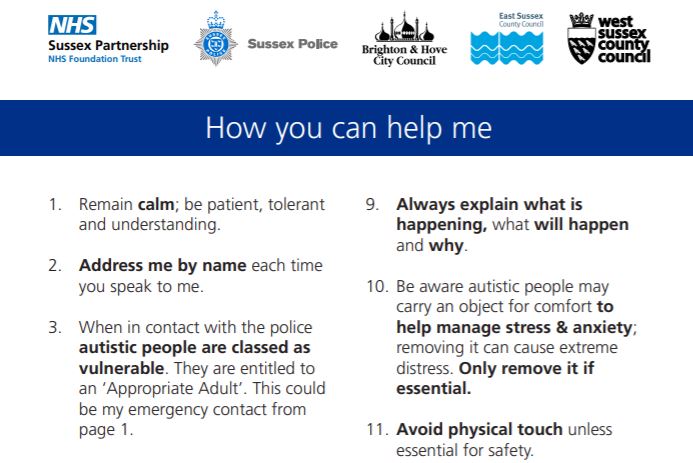 SPFT_NHS's tweet image. During #AutismAwarenessWeek2021 we have joined forces with @sussex_police to launch the #AutismPolicePassport. This has been developed in partnership with @withoutstigma and will help autistic people feel more comfortable in distressing situations: sussexpartnership.nhs.uk/whats-new/auti…
