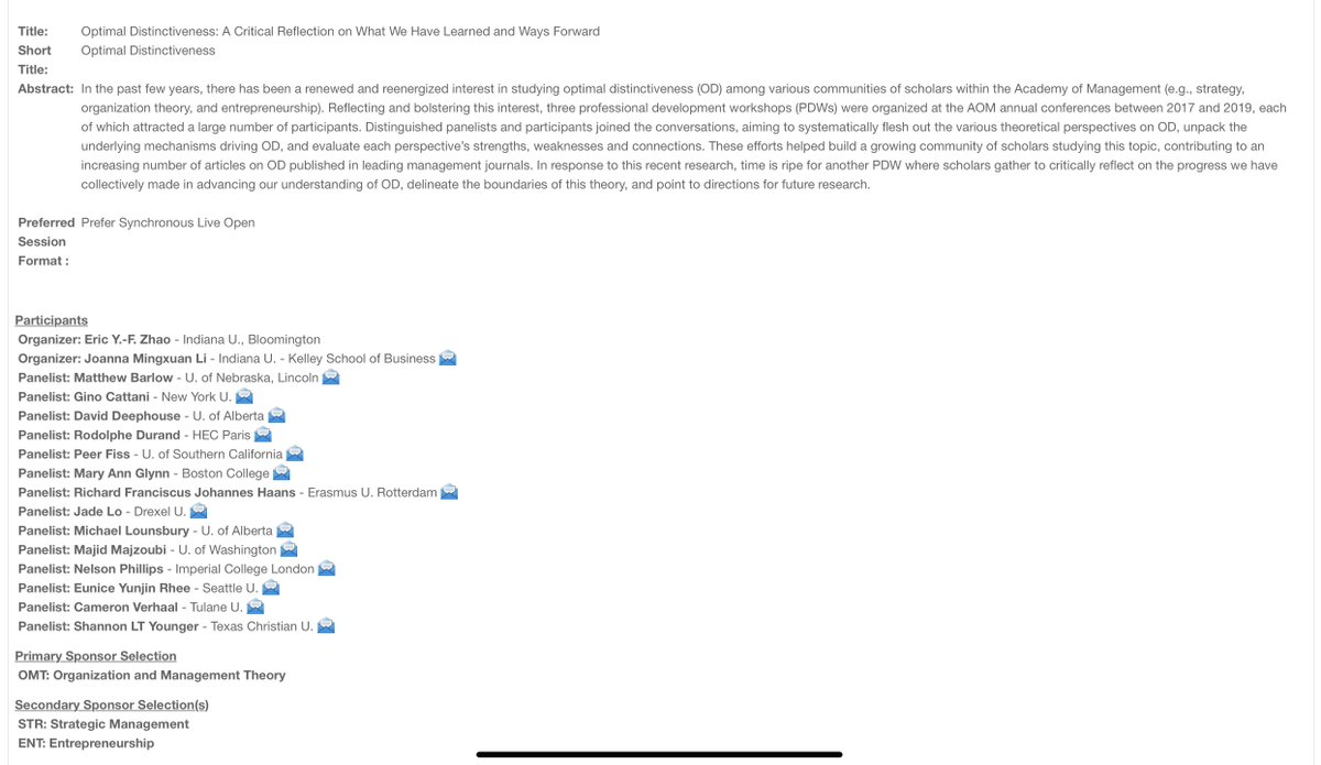 <a href="/AOMConnect/">Academy of Management</a> PDW on Optimal Distinctiveness returns in 2021! Please consider joining us. More details will follow. <a href="/AOM_OMT/">OMT Division</a> <a href="/AOM_STR/">STR - Strategic Management Division</a> <a href="/ENT_Div_AoM/">ENTDivision_AoM</a> #AOM2021