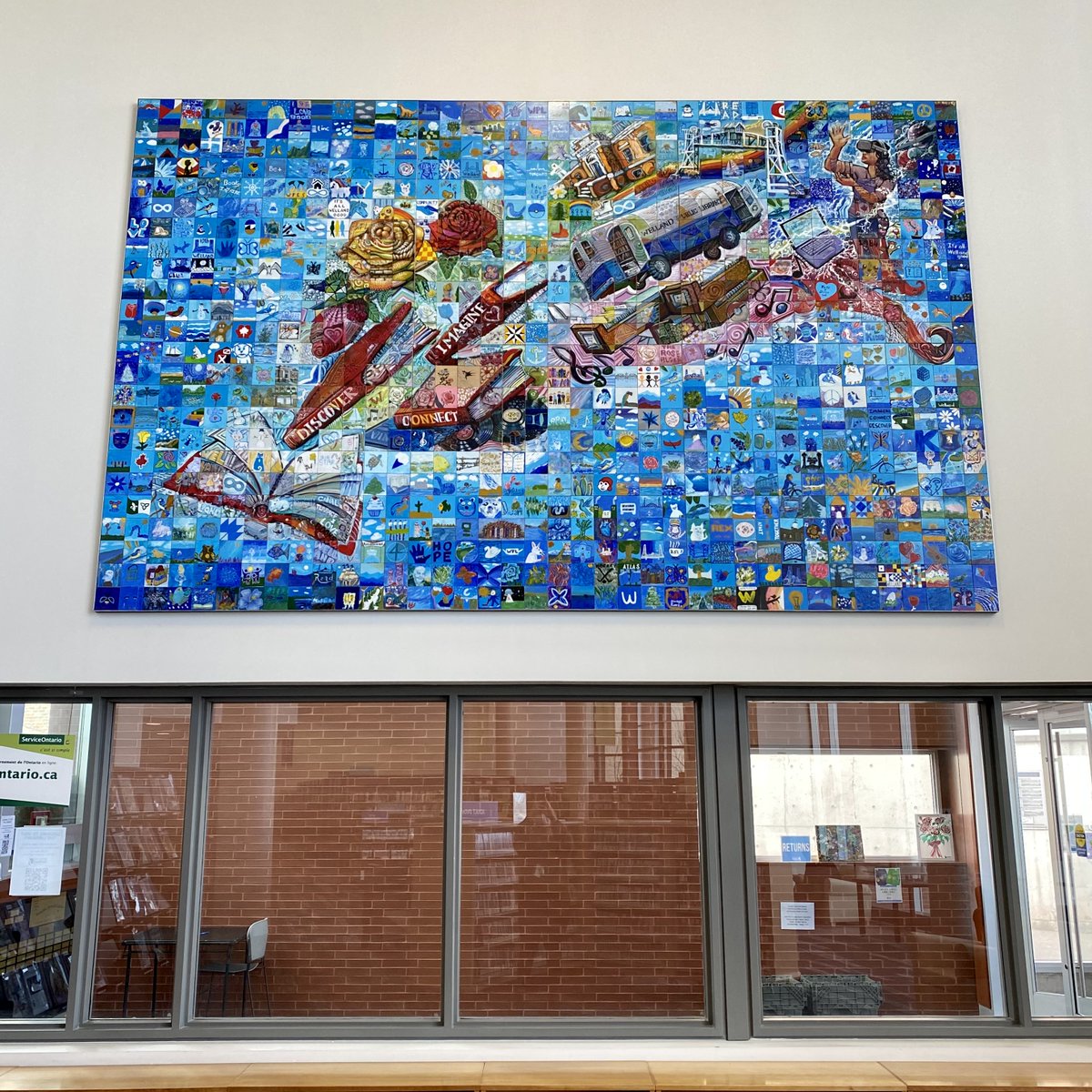 WellandLibrary's tweet photo. I know we just revealed the mural a couple days ago but look at it 😍.
A big thank you to the Mural Mosaic company for bringing all 600+ tiles together in this beautiful artwork.
Funded by the Senior's Community Grant Program. https://t.co/D7Ao9GW0vB