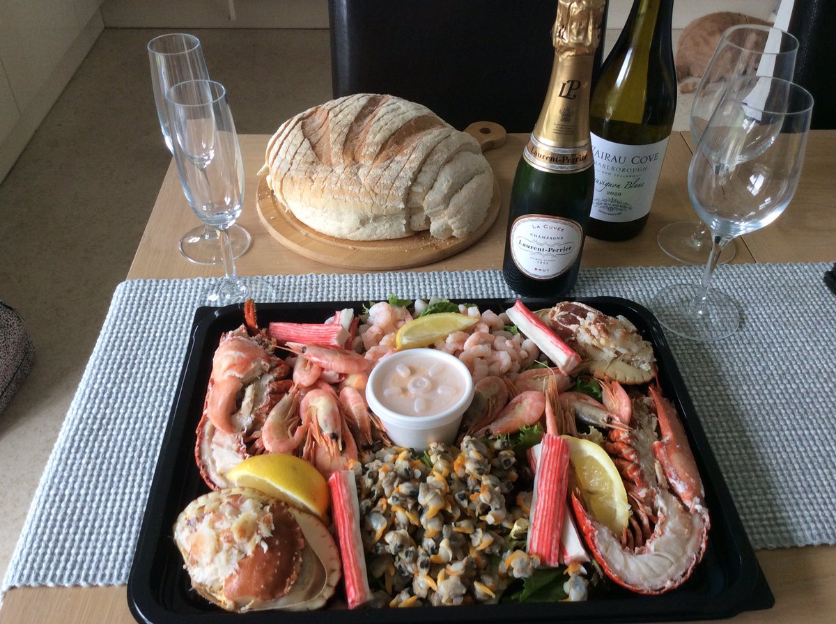 Tea sorted!  Thanks to <a href="/JLeeCrabstall/">J Lee Crabs</a> , Dudleys Bakery, <a href="/ChampagneCo/">The Champagne Company</a> and <a href="/Tesco/">Tesco</a>
