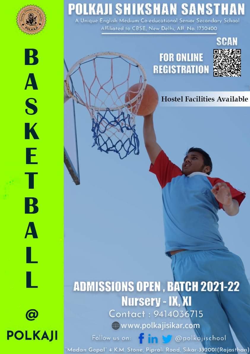 polkajischool's tweet photo. Never say never, because limits, like fears, are often just an illusion.
-Michael Jordan
#basketball 
#CBSESchool 
#HostelFacility 
#education 
#Admissions2021 
#polkajishikshansansthan 
#Sikar https://t.co/FnG1JcZ35n