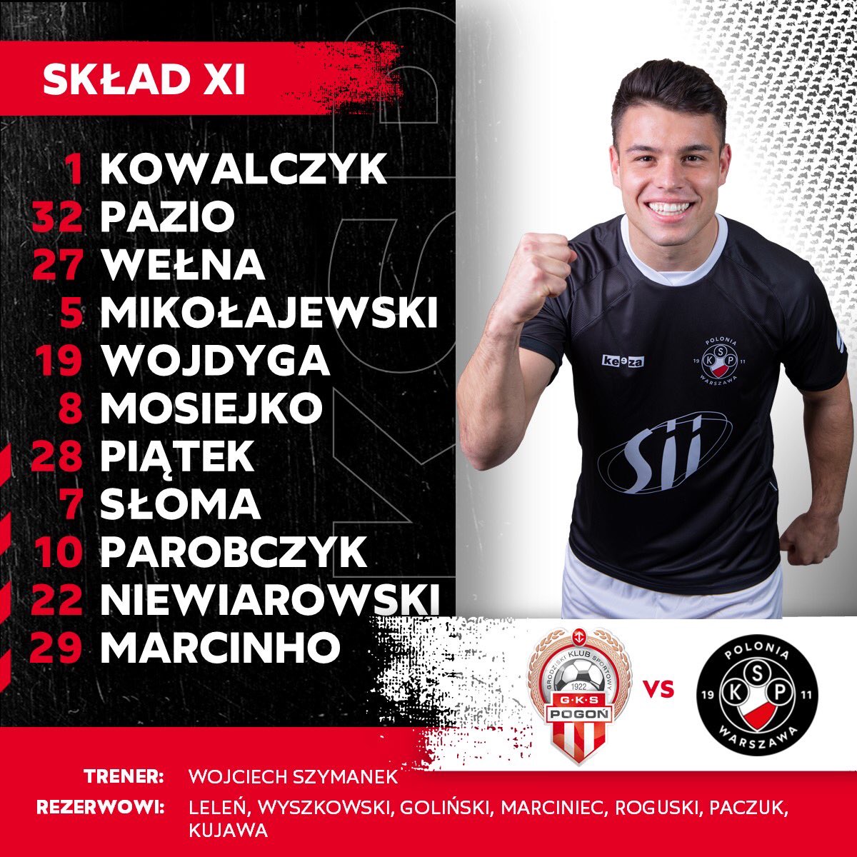 Polonia1911's tweet image. 📋 Dziś w wyjściowej jedenastce dwóch debiutantów! ⚫️⚪️🔴⚫️

Naprzód Polonio! ✊

#POGPOL #poloniaodrodzenie