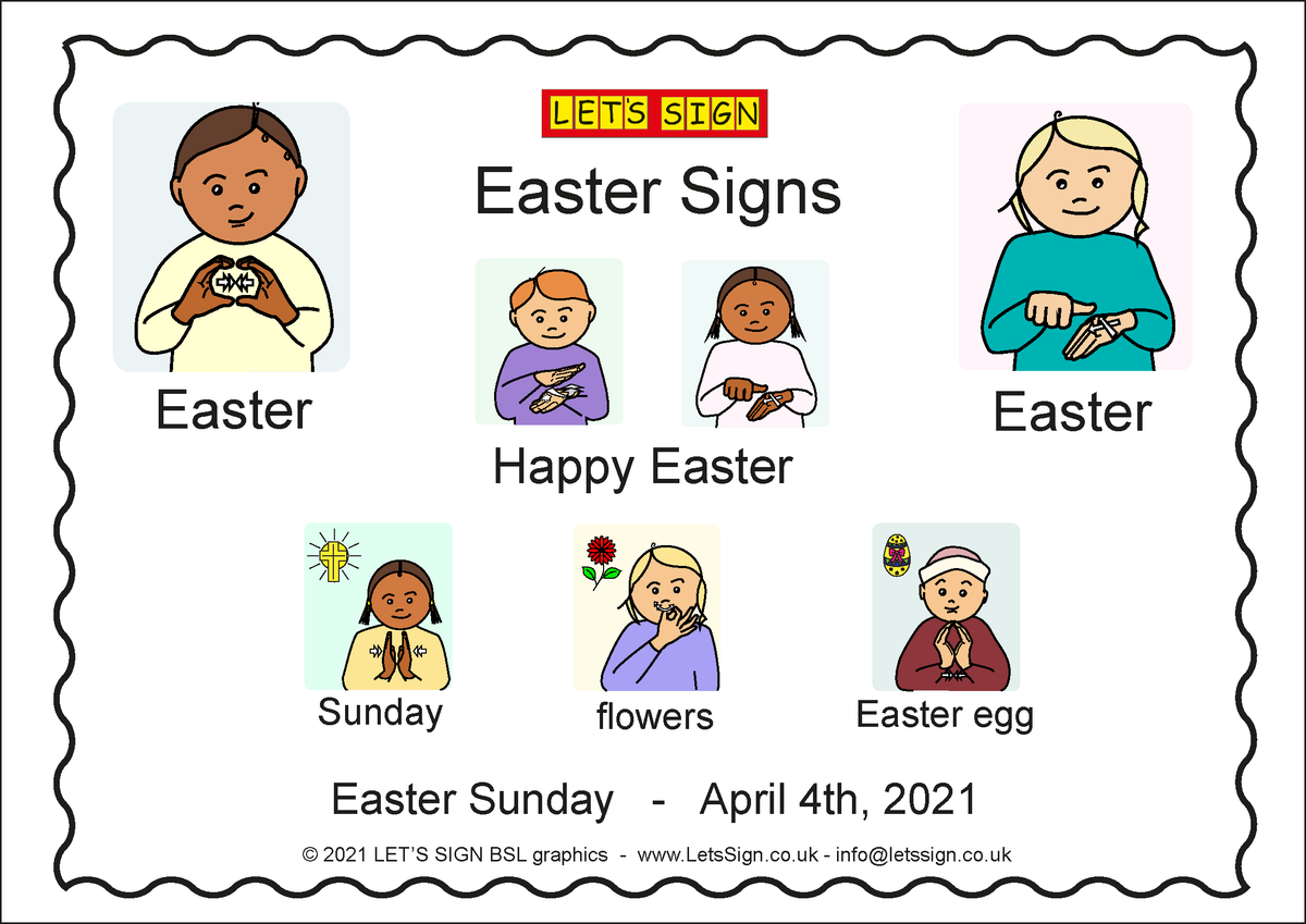 DeafBooks's tweet photo. Easter greetings from Let's Sign @theosbionicear @ASfD_HSS @BSLsigning @BATOD_UK @senresourceblog @CSSEF @CardiffDCH @DRCsthelens @royaldeaf @BSLsigning @specialiapps @ICanSignCentre @MCRDeafCentre @NDCS_UK @StarsTeesside @SENexchange @Limping_Chicken  @ThePrattleSnake @SEN_Anita https://t.co/Zr6AyYt0Cz