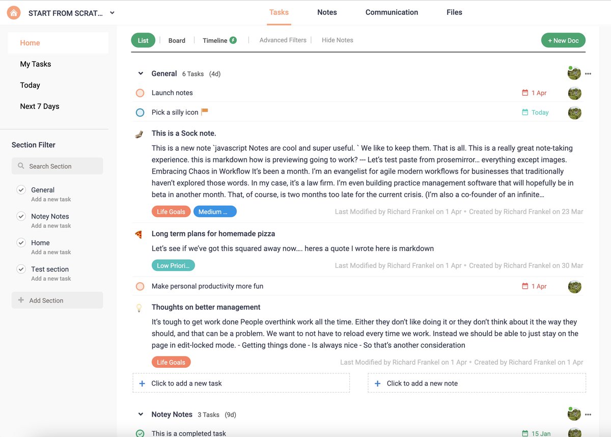 Super excited about this.  Totally free for individuals and teams of up to 5 with one workspace.  Beautiful writing experience with tasks and notes as equal citizens.  Take advantage of the free-ness and help our team keep making it more incredible! #startup #Features