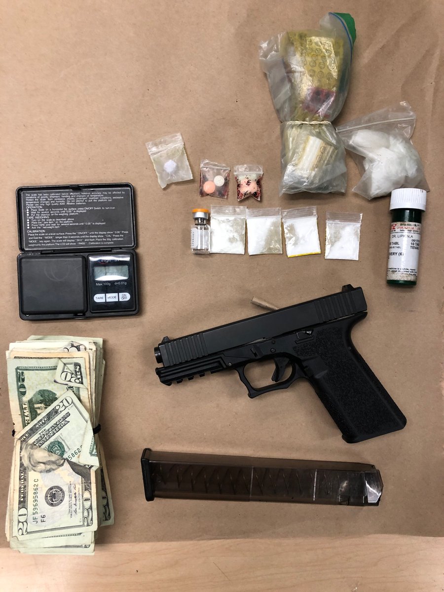 While you were sleeping our @LAPDNorthHwdDiv Officers responded to a 911 call of an ADW-SHOOTING, which resulted in a foot pursuit & arrest. Suspect was in possession of a firearm, high capacity magazine, narcotics including fentanyl, weight scale & cash.