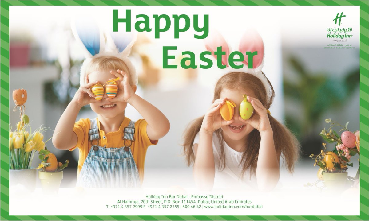 Hope you have colorful eggs, candy, grass, and chocolate bunnies in your Easter basket this year.

We wish you and your loved ones the renewal of love, happiness, and life.

Have a wonderful Easter!

#easter #happyeaster #easterbunny #eastereggs #holidayinnburdubai #visitdubai