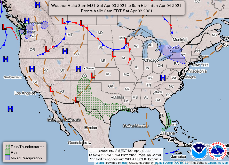Rodbod52's tweet photo. Today's Forecast and Thunderstorm Outlook April 3 2021
   Less than 2  % Tornado Risk  
Less than 5 % Hail Risk 
 #Tornado #KansasCity #Missouri #Kansas #wxmo #wxks https://t.co/ZdaZIP8s2O
