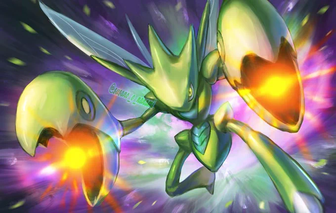 #ポケモン版深夜の真剣お絵描き60分一本勝負
#ポケモンイラスト #pokemon #Scizor

色違いハッサムさんで参加です?️ 