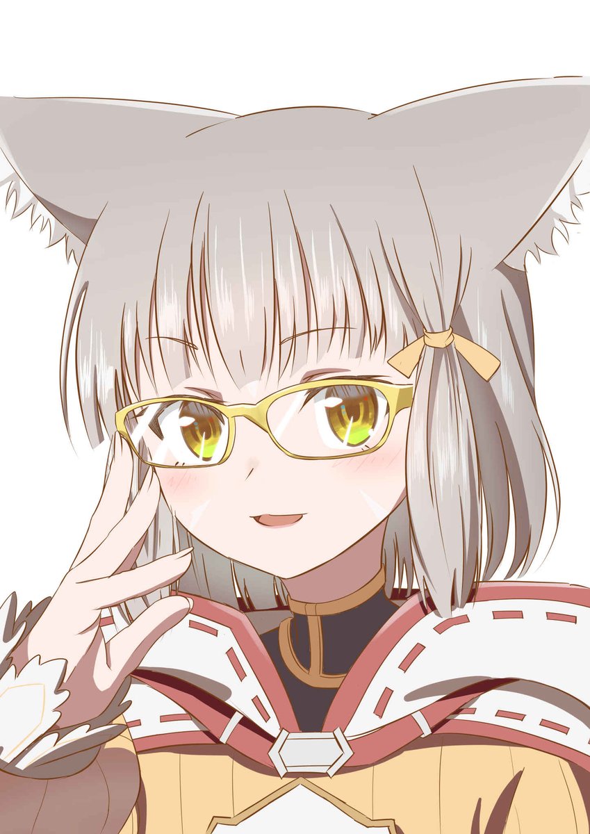 nia (xenoblade) 1girl cat ears animal ears yellow bodysuit solo glasses yellow eyes  illustration images