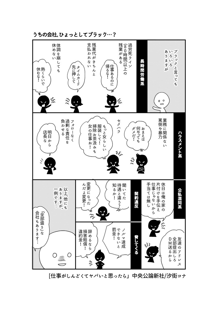 あと、勤務している会社に違和感を感じたり、「社会人ってこんなに辛いものなの?」とか思ったら、ブラックである可能性も疑って、いろいろ調べたり、他の業界の友人や家族などにも相談してみてください。
そこで無理をする必要はありません。 