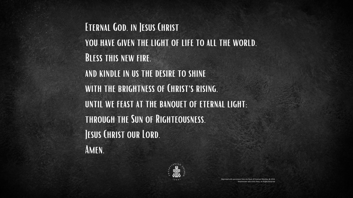 Presbyterian's tweet photo. The Easter Vigil is officially the first service of Easter. In fact, Christian feast days generally begin at sunset on the previous day. For this reason, the duration of the Easter Triduum is from the evening of Maundy Thursday to the evening of Easter Sunday. #EasterVigil #PCUSA https://t.co/Xdo0WtIiWq